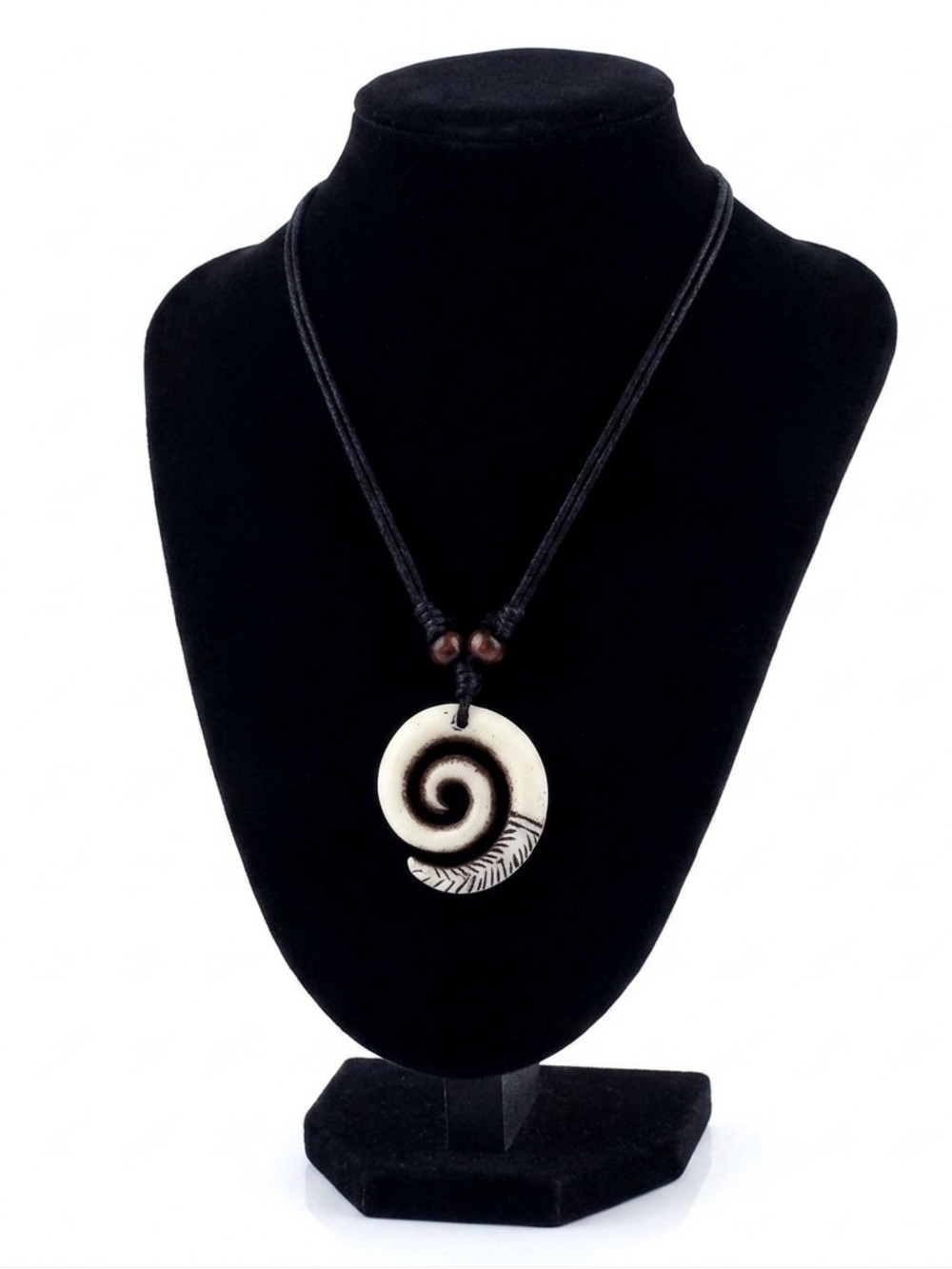 New Handmade Boho Hawaiian Tribal Engraved Spiral Helix Hook Pendant Necklace